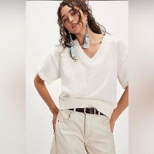 Free People We The Free So Easy Sweatshirt, Ivory/Winter White, Size XL